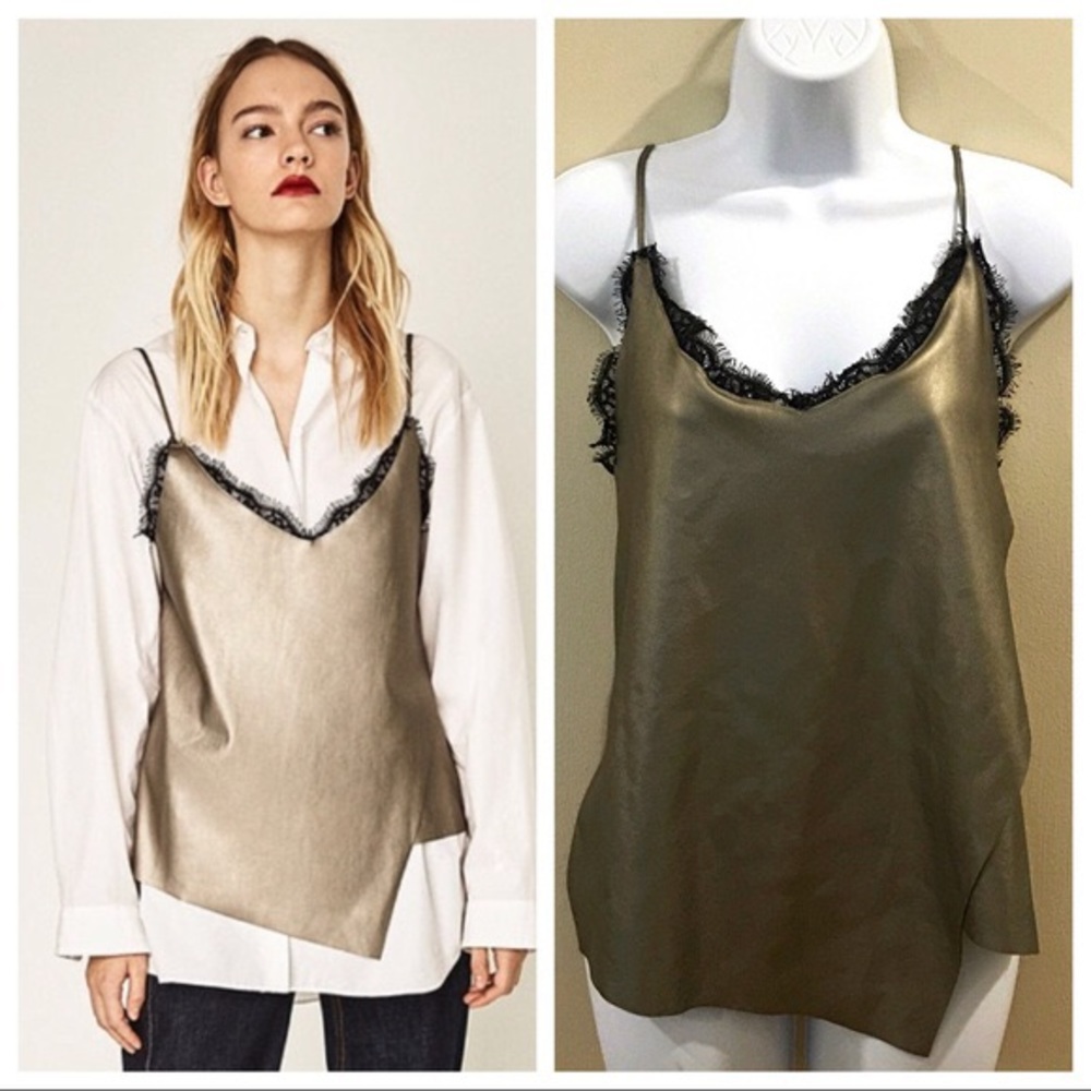 Zara faux leather camisole top